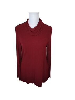 Kleen Mock Neck Long Sleeve Lightweight Knit Top Cranberry Red Women's Size S